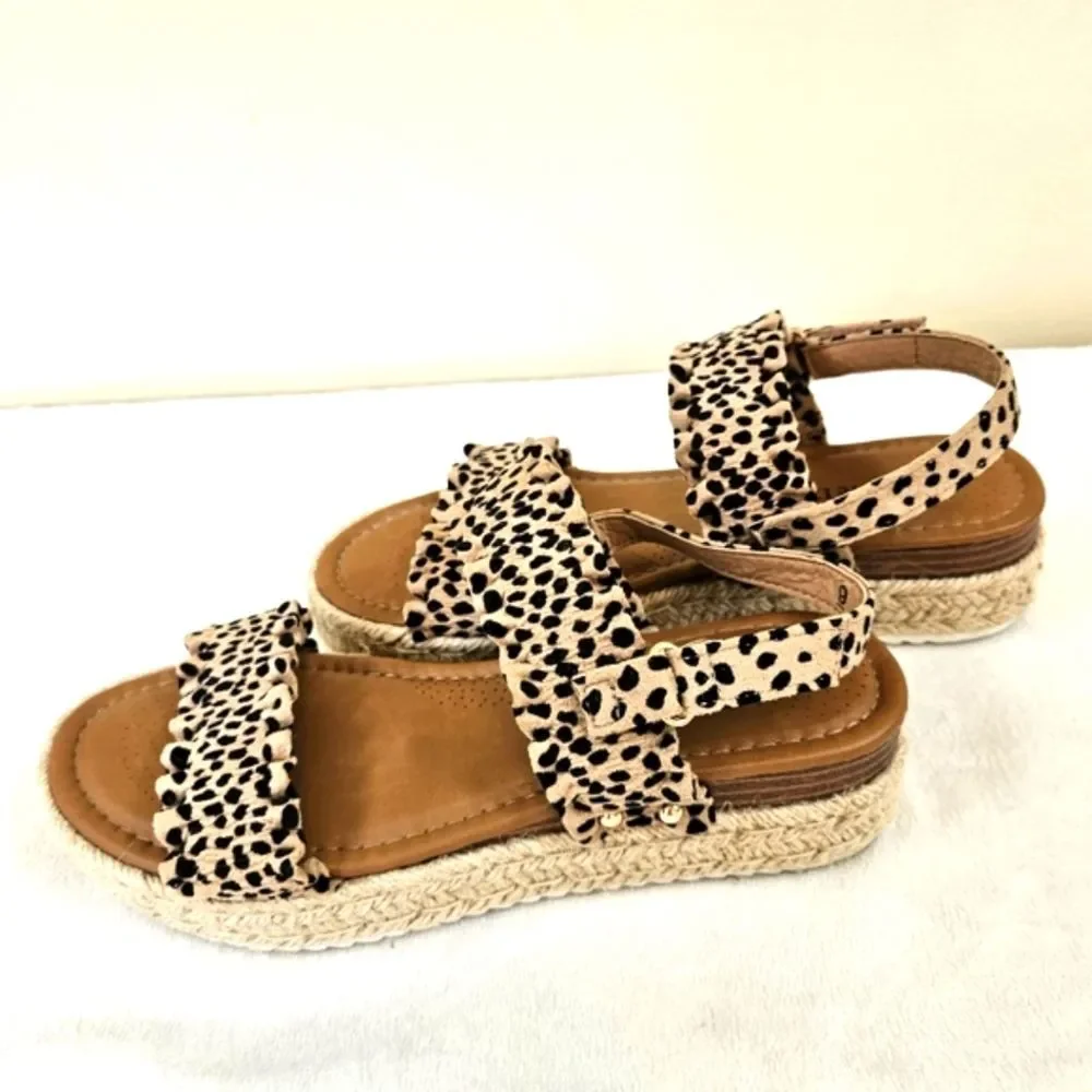 Pierre Dumas Sandal Women Sz 9 Magic Cheetah Print Espadrille Platform Slingback